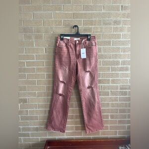VERVET BY FLYING MONKEY Distressed Rose Straight Leg Jeans